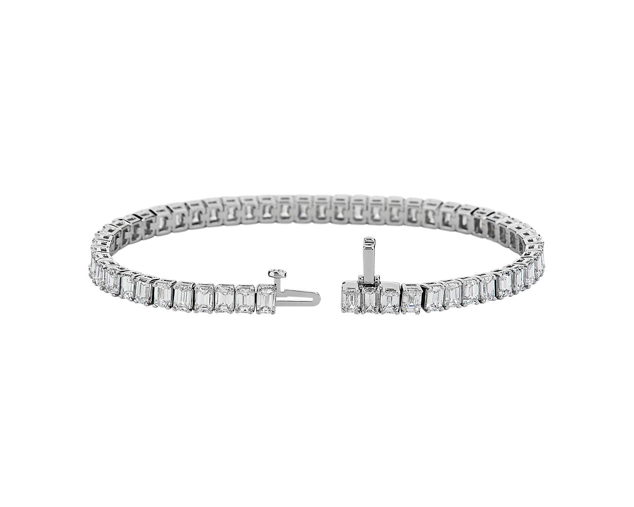 Emerald Diamond Tennis Bracelet - 14k White Gold - 10 Ct. Tw. - B-0066WG14 EDT