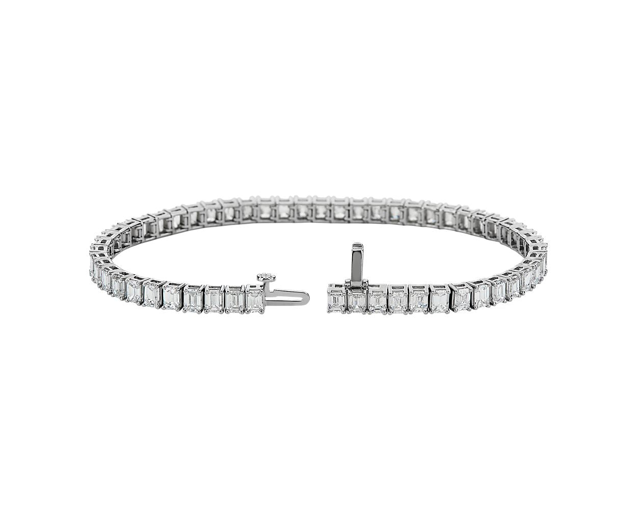 Emerald Diamond Tennis Bracelet - 14k White Gold - 12 Ct. Tw. - B-0065WG14 EDT