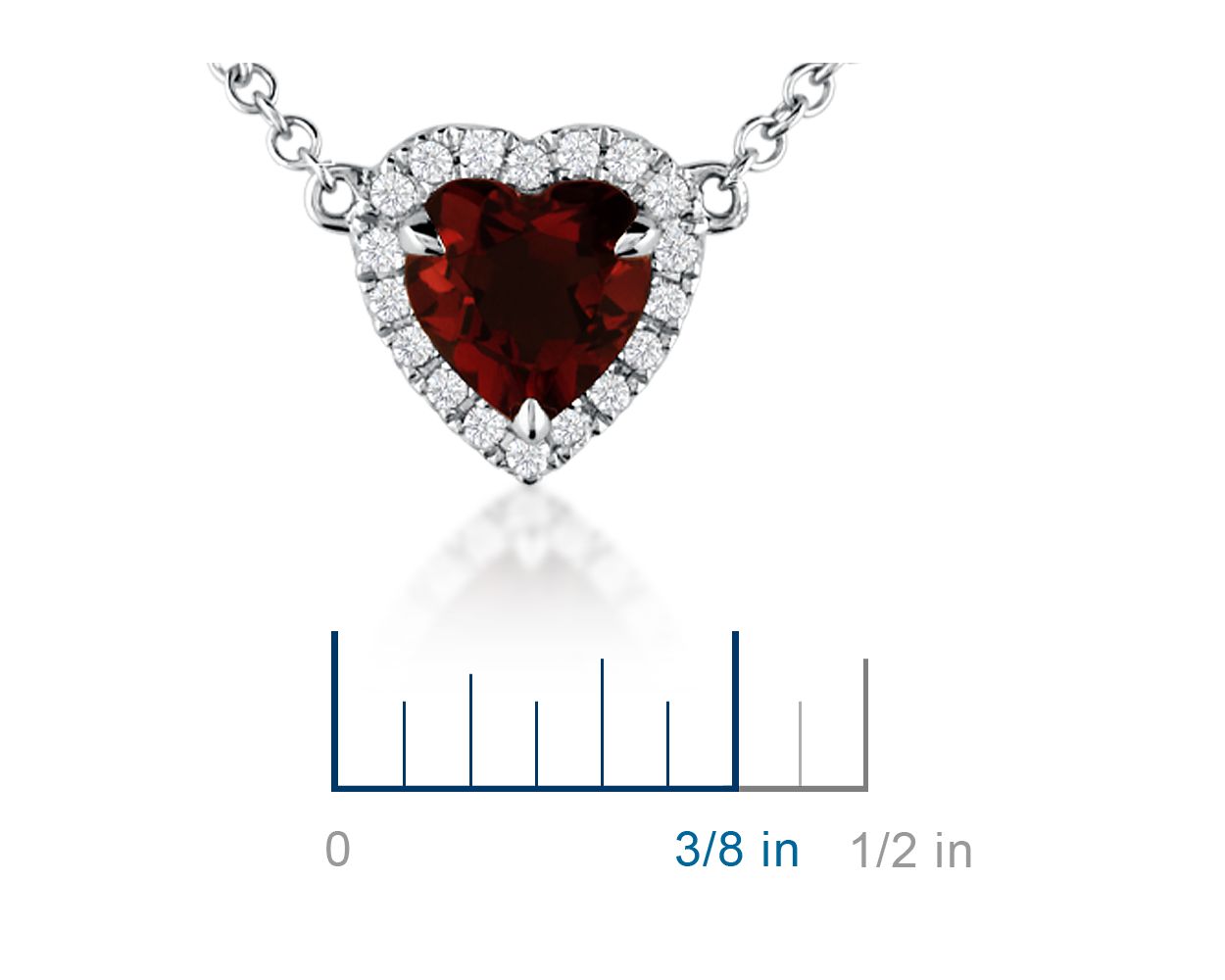 Heart-Shaped Garnet And Diamond Pendant Necklace - 18k White Gold - 6MM - N-0008WG18D
