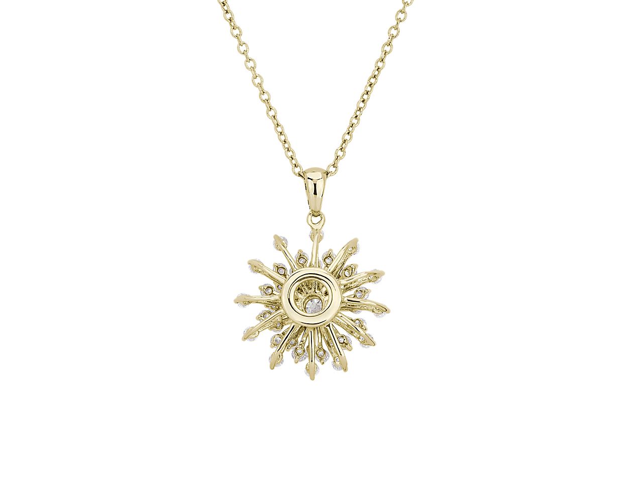 Sunburst Diamond Pendant Necklace - 14k Yellow Gold - 3/4 Ct. Tw. - N-0013YG14DP