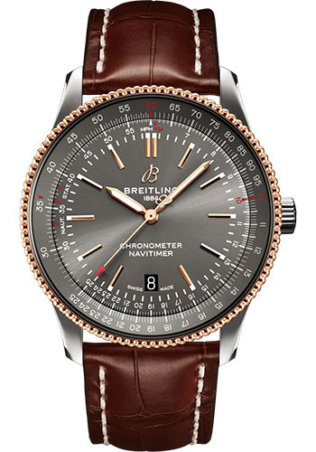 Breitling Navitimer Stainless Steel and Rose Gold 41 MM - Brown Leather Strap - Anthracite Dial - U17326121M1P2
