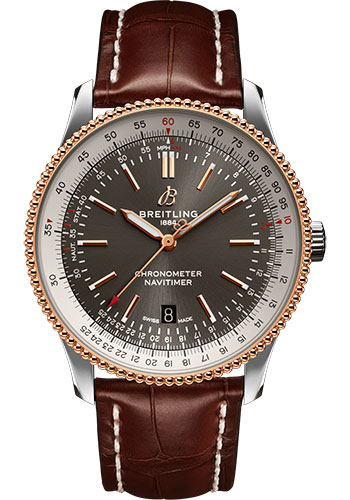 Breitling Navitimer Stainless Steel and Rose Gold 41 MM - Brown Leather Strap - Anthracite Dial - U17326211M1P2