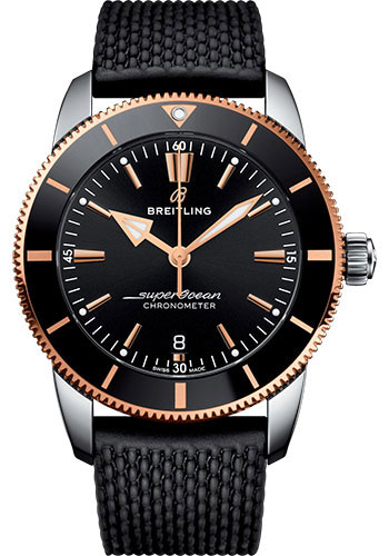 Breitling Superocean Heritage Stainless Steel and Rose Gold 44 MM - Black Rubber Strap - Black Dial - UB2030121B1S1