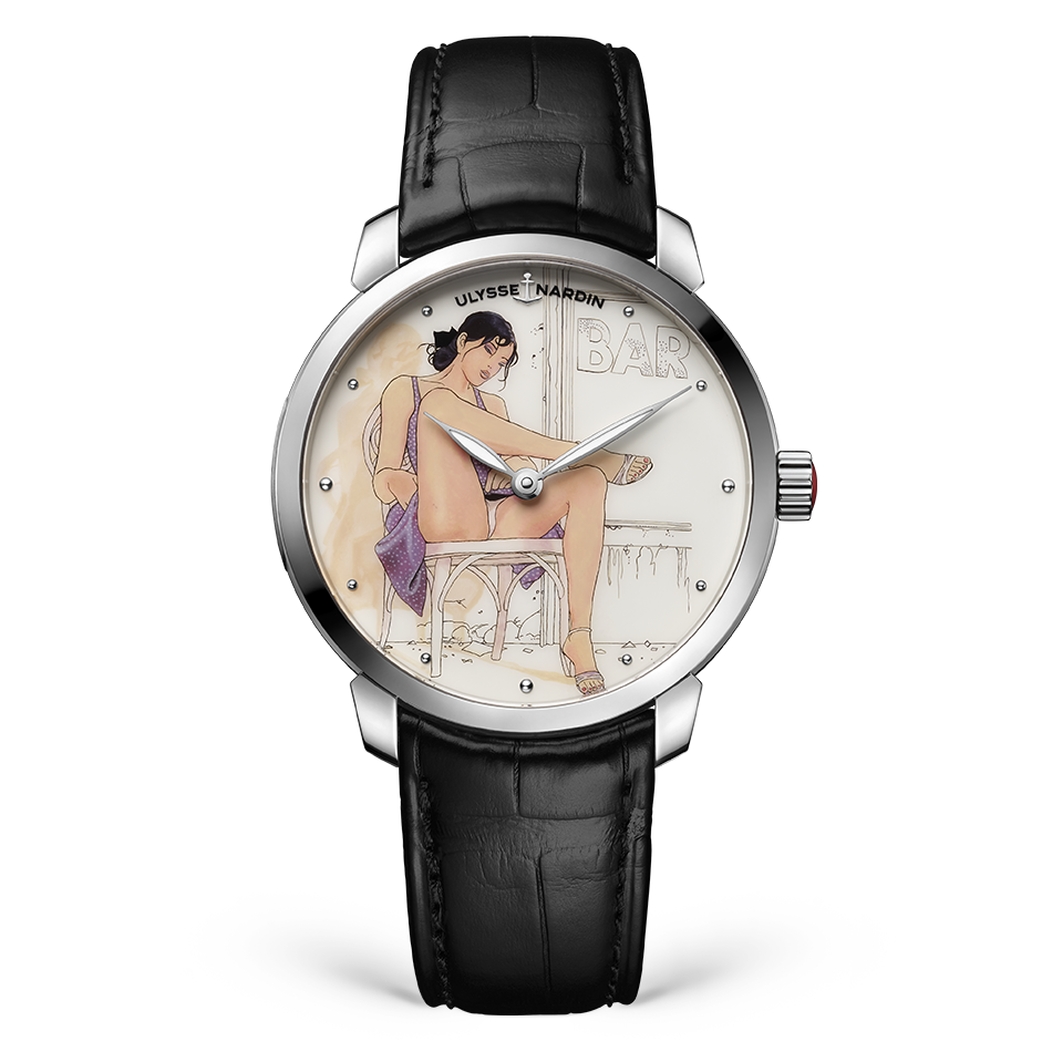Ulysse Nardin Classico Stainless Steel 40 MM - Black Leather Strap - White Artistic Dial - 3203-136LE-9C-MANARAD/1A