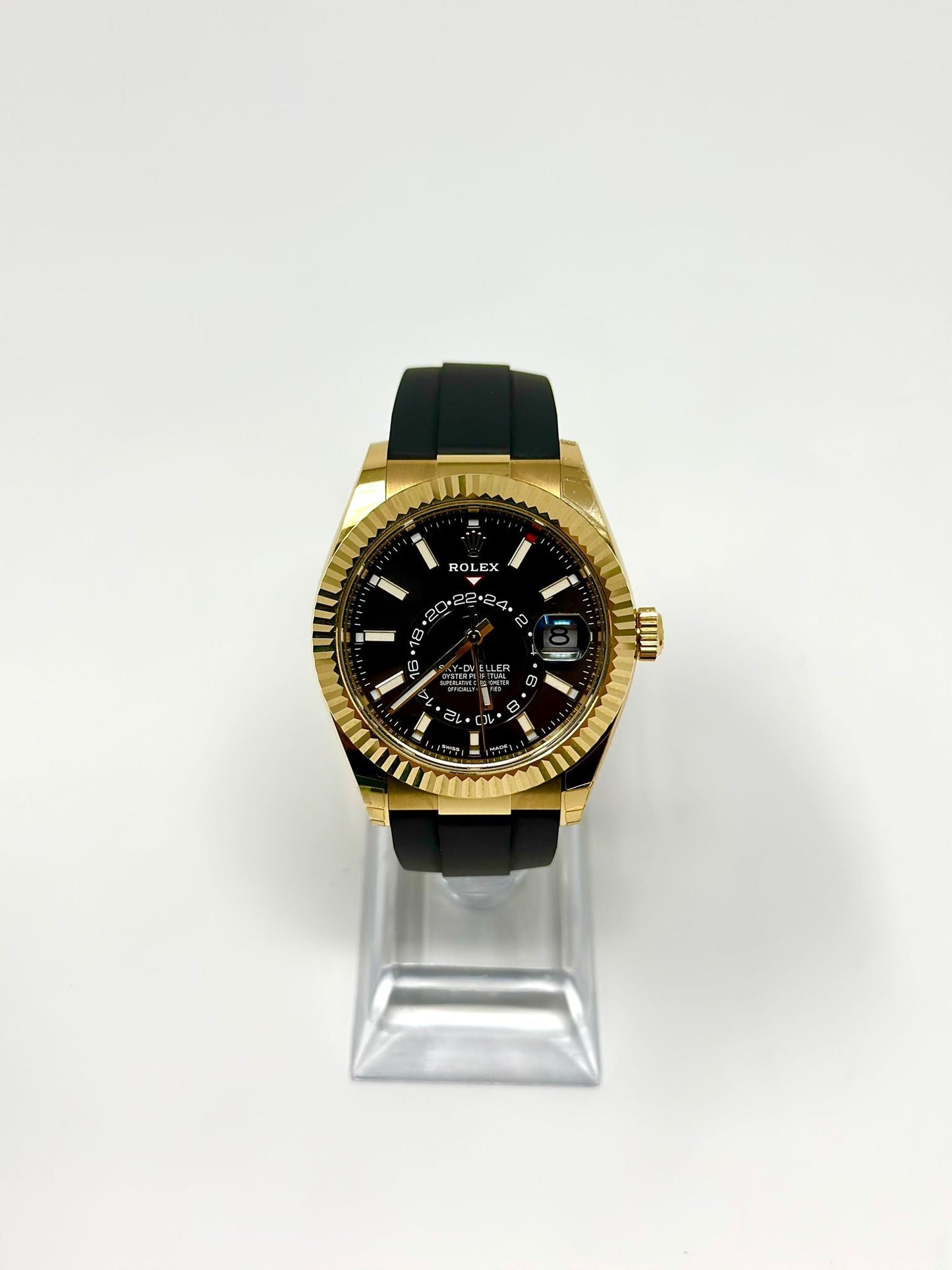 Rolex Yellow Gold Sky Dweller Watch - 42 MM - Oysterflex Strap - Black Dial - 326238 bki