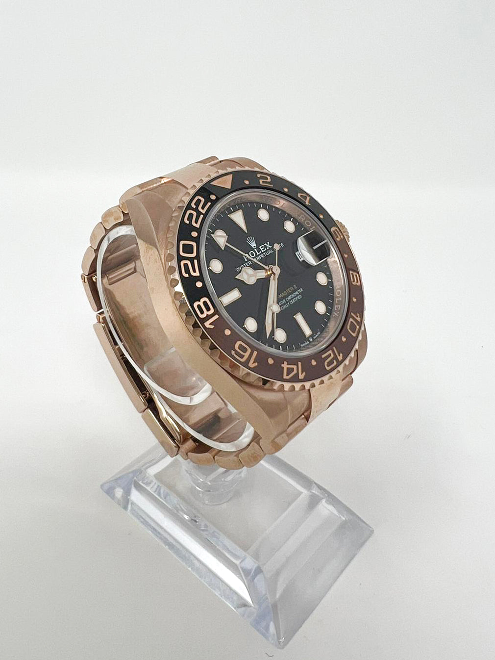 Rolex Rootbeer Everose Gold GMT-Master II Watch - 40 MM - Oyster Bracelet - Black Dial - 126715CHNR bk