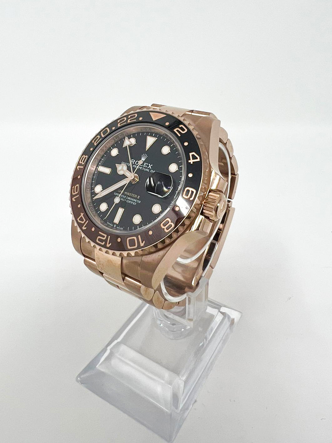 Rolex Rootbeer Everose Gold GMT-Master II Watch - 40 MM - Oyster Bracelet - Black Dial - 126715CHNR bk
