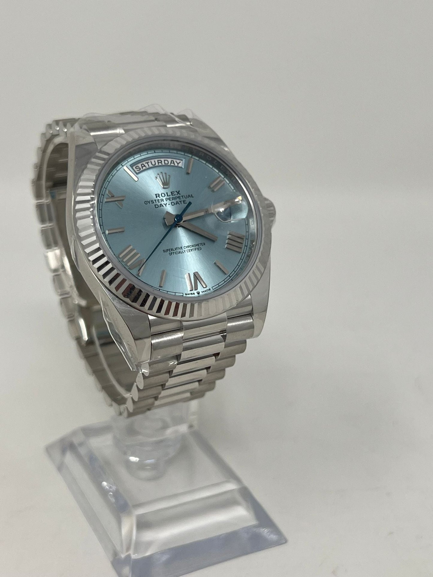 Rolex Presidential Platinum Day-Date 40MM - President Bracelet Watch - Ice Blue Roman Dial - 228236 ibrp
