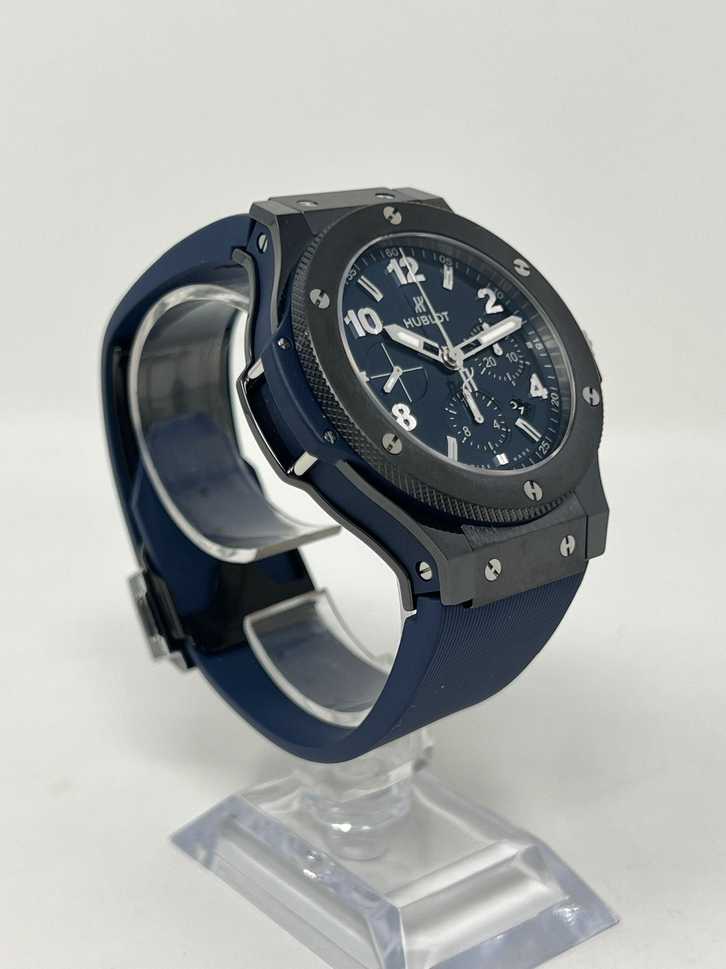 Hublot Big Bang Ceramic 44 MM - Blue Rubber Straps - Blue Dial - 301.CM.710.RX