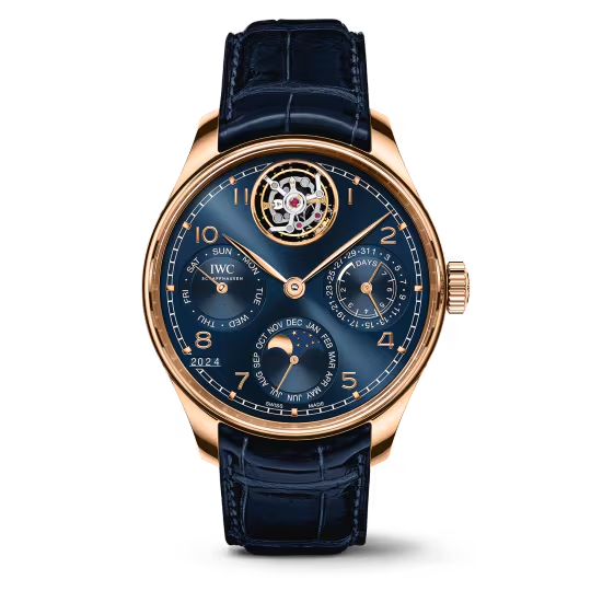 IWC Portugieser - Perpetual Calendar - Tourbillon - Moonphase - Rose Gold - 45 MM - Blue Dial - IW504504