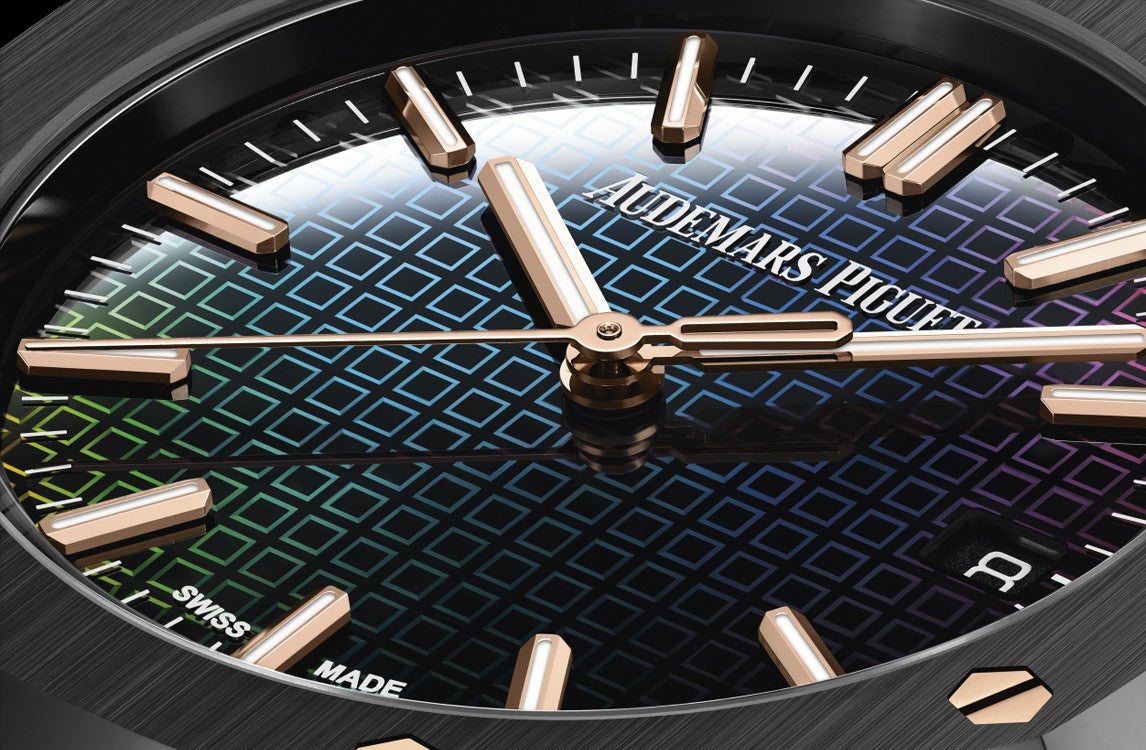 Audemars Piguet Royal Oak Black Ceramic Selfwinding 34 MM - Black Ceramic Bracelet - Rainbow Dial - 77350CE.OO.1266CE.02.A