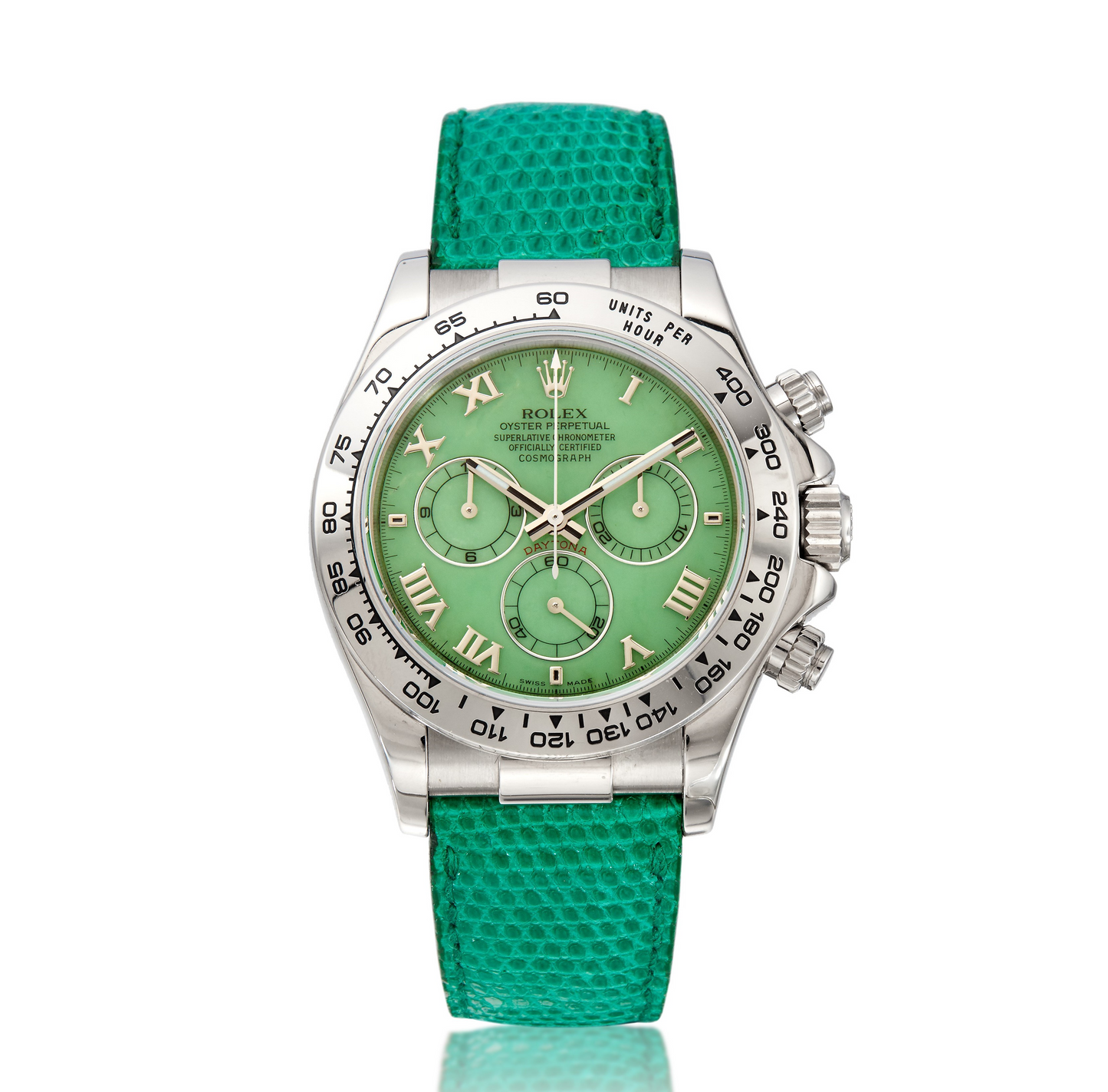 Rolex White Gold Daytona Beach Collection - 40 MM - Green Leather Strap - Green Dial - 116519LN Green