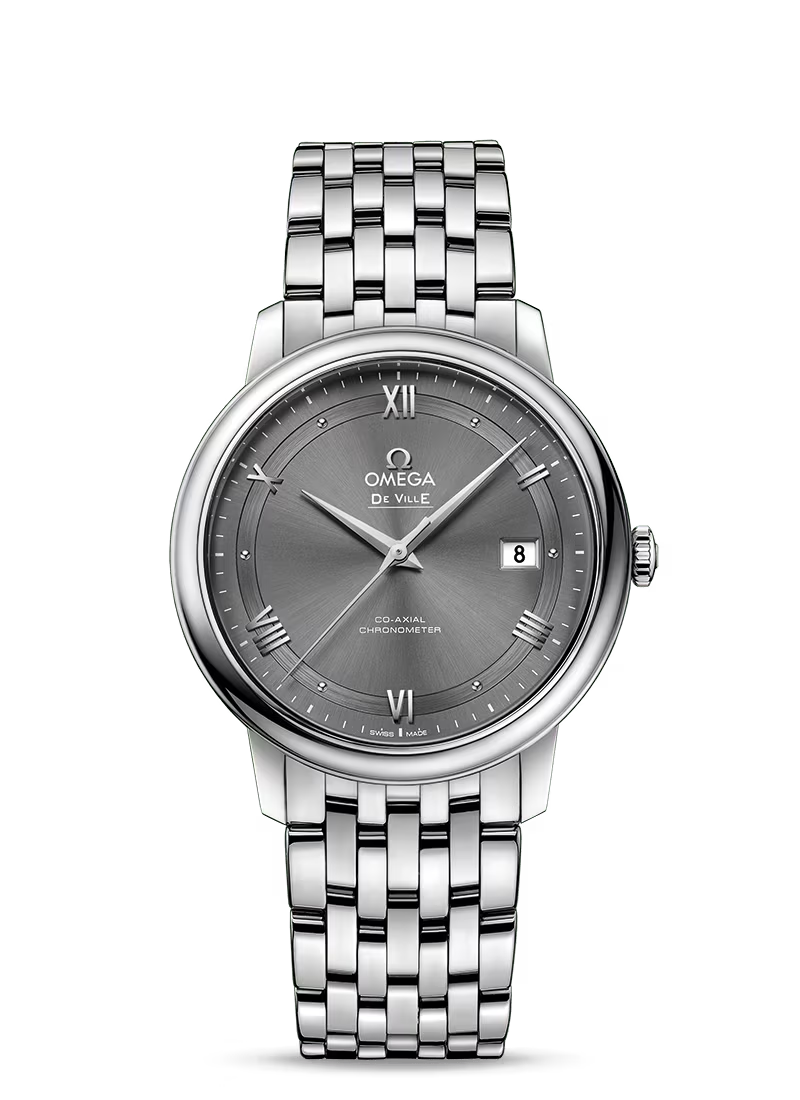 Omega De Ville Stainless Steel 39.5 MM - Stainless Steel Bracelet - Grey Dial - 424.10.40.20.06.001