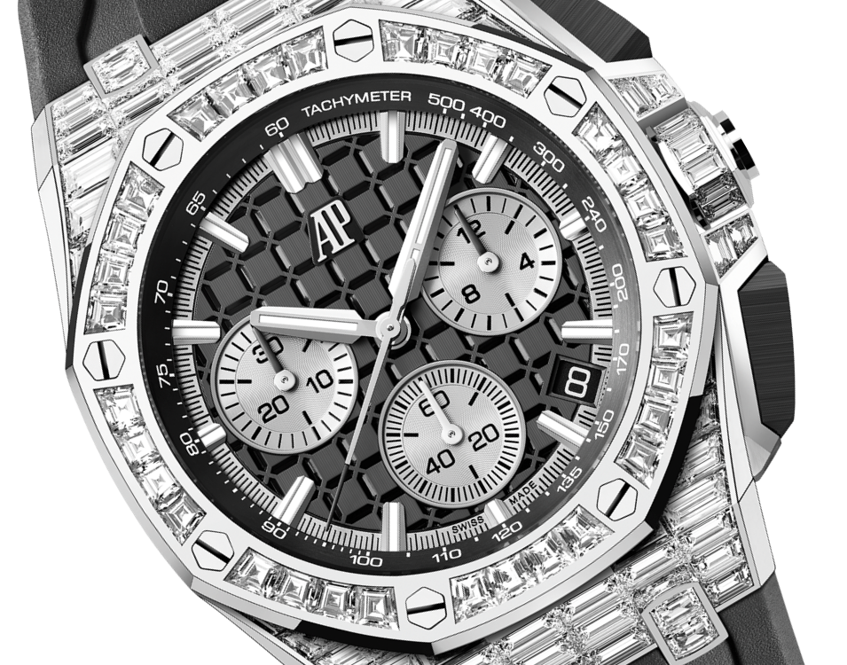 Audemars Piguet Royal Oak Offshore White Gold Diamond Selfwinding Chronograph 43 MM - Black Rubber Strap - Black Dial - 26425BC.ZZ.D002CA.01