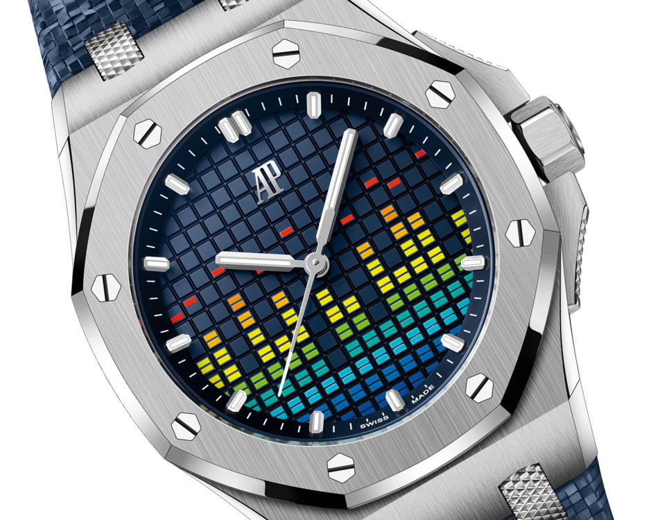Audemars Piguet Royal Oak Offshore Titanium Selfwinding Music Edition 37 MM - Blue Rubber Strap - Blue Rainbow Dial - 77600TI.OO.A343CA.01