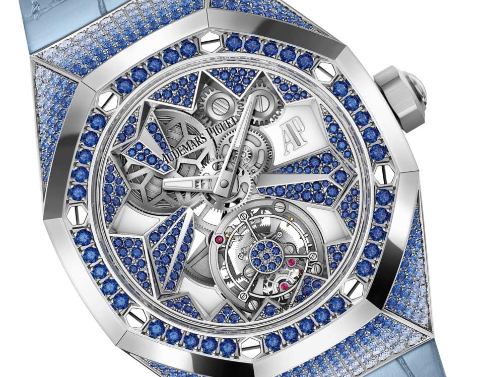 Audemars Piguet Royal Oak Concept White Gold Flying Tourbillon 38.5 MM - Light Blue Leather Strap - Openworked Dial - 26227BC.SS.D314CR.01