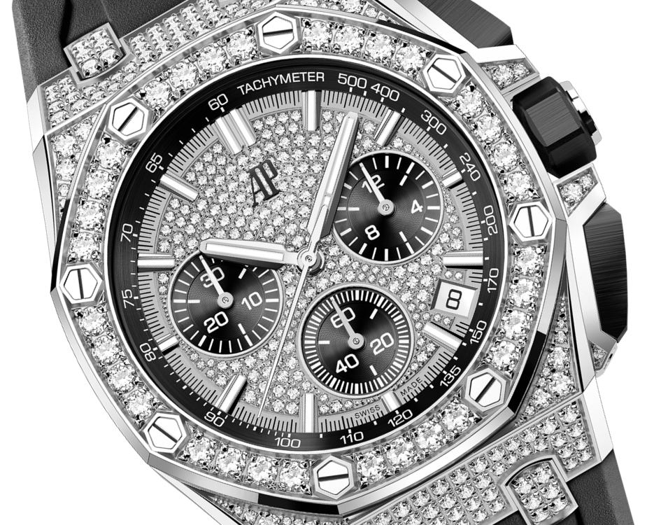 Audemars Piguet Royal Oak Offshore White Gold Diamond Selfwinding Chronograph 43 MM - Black Rubber Strap - White Gold Diamond Dial - 26423BC.ZZ.D002CA.01