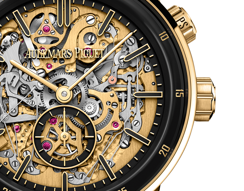 Audemars Piguet Code 11.59 Grande Sonnorie Carillon Supersonnerie Black Ceramic and Yellow Gold 41 MM - Black Rubber-Coated Strap - Skeleton Dial - 26397QA.OO.D002KB.01