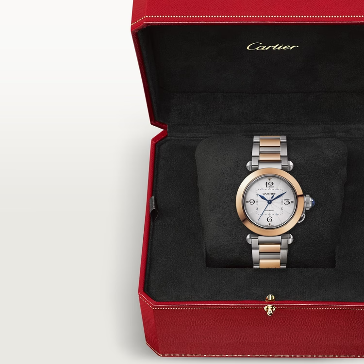 Cartier Pasha de Cartier Rose gold and Steel 30 MM - Rose gold and Steel Bracelet - Opaline Flinqué Dial - W2PA0007