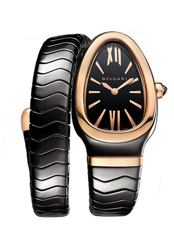 Bvlgari Serpenti Spiga - 35 MM - Black Ceramic and Rose Gold - Black Dial - 102735