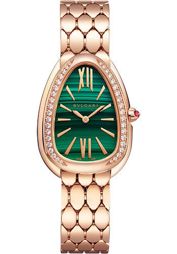 Bvlgari Serpenti Seduttori - 33 MM - Rose Gold - Malachite Dial - 103273