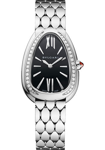 Bvlgari Serpenti Seduttori - 33 MM - Stainless Steel - Black Dial - 103449