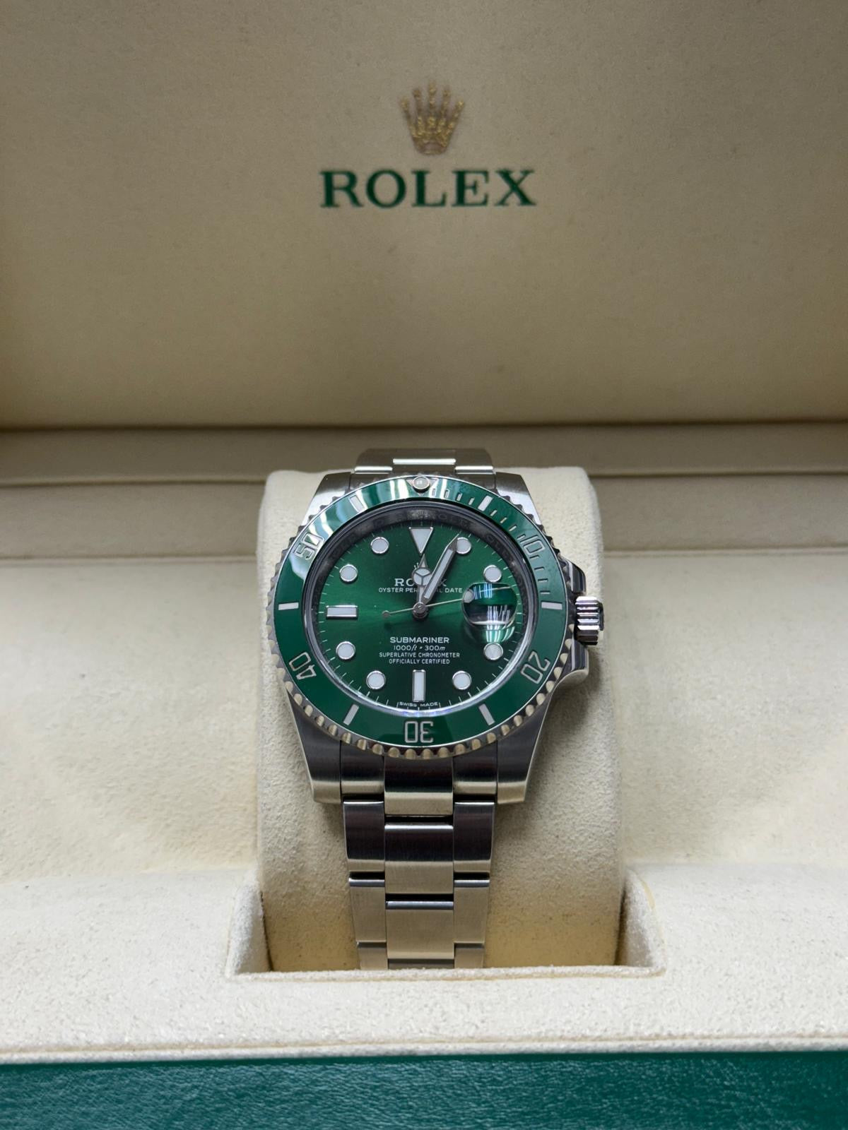 116610LV 40mm ‘Hulk’ Pre-Owned Complete Set $17,000