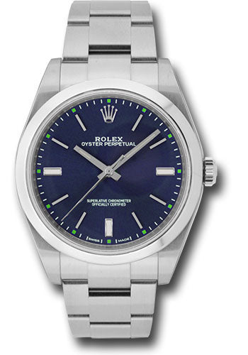 Rolex Stainless Steel Oyster Perpetual no date Watch - 39 MM - Oyster Bracelet - Blue Dial - 114300 blio