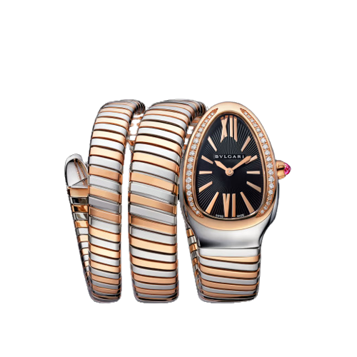 Bvlgari Serpenti Tubogas - 35 MM - Steel and Rose Gold - Black Dial - 102099