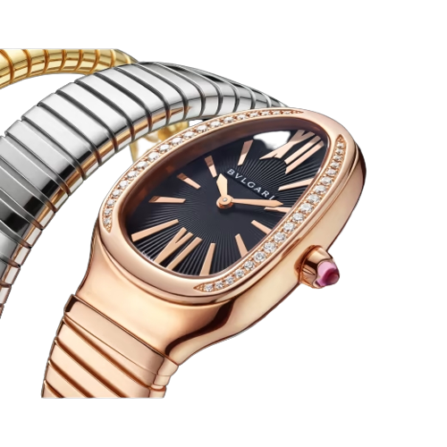 Bvlgari Serpenti Tubogas - 35 MM - Rose Gold, Yellow and White Gold - Black Dial - 102948