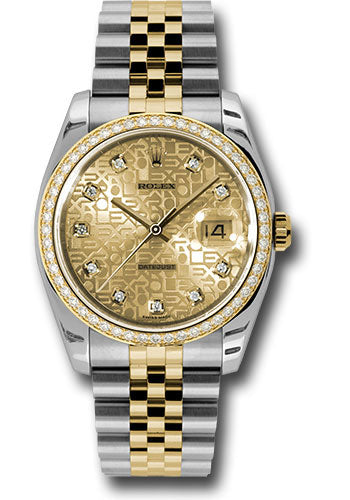 Rolex Stainless Steel And Yellow Gold Datejust - 36 MM - Jubilee Bracelet - Diamond Bezel - Champagne Jubilee Diamond Dial - 116243 chjdj