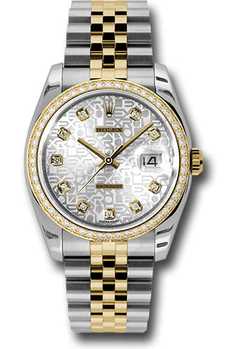 Rolex Stainless Steel And Yellow Gold Datejust - 36 MM - Jubilee Bracelet - Diamond Bezel - Silver Jubilee Diamond Dial - 116243 sjdj