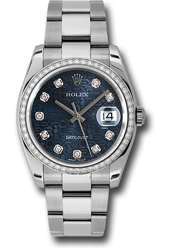 Rolex Stainless Steel And White Gold Datejust - 36 MM - Oyster Bracelet - Diamond Bezel -  Blue Jubilee Diamond Dial - 116244 bljdo