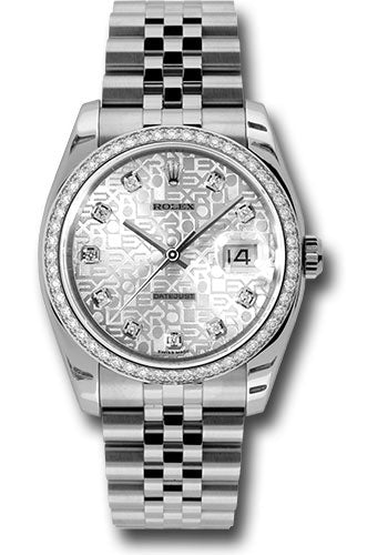 Rolex Stainless Steel And White Gold Datejust - 36 MM - Jubilee Bracelet - Diamond Bezel - Silver Jubilee Diamond Dial - 116244 sjdj