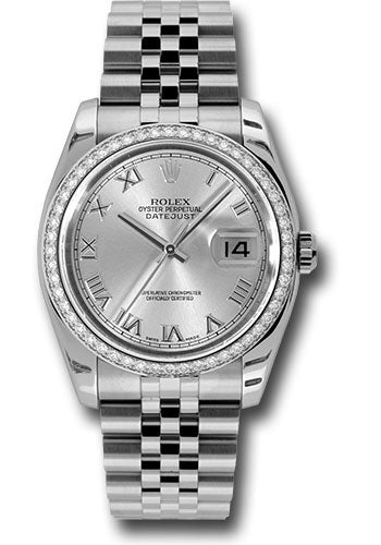 Rolex Stainless Steel And White Gold Datejust - 36 MM - Jubilee Bracelet - Diamond Bezel - Silver Roman Dial - 116244 srj