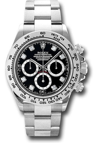 Rolex White Gold Daytona Watch - 40 MM - Oyster Bracelet - Black Diamond Dial - 116509 bkd