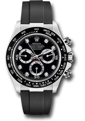 Rolex White Gold Daytona Watch - 40 MM - Oysterflex Strap - Black Diamond Dial - 1116519LN bkdof