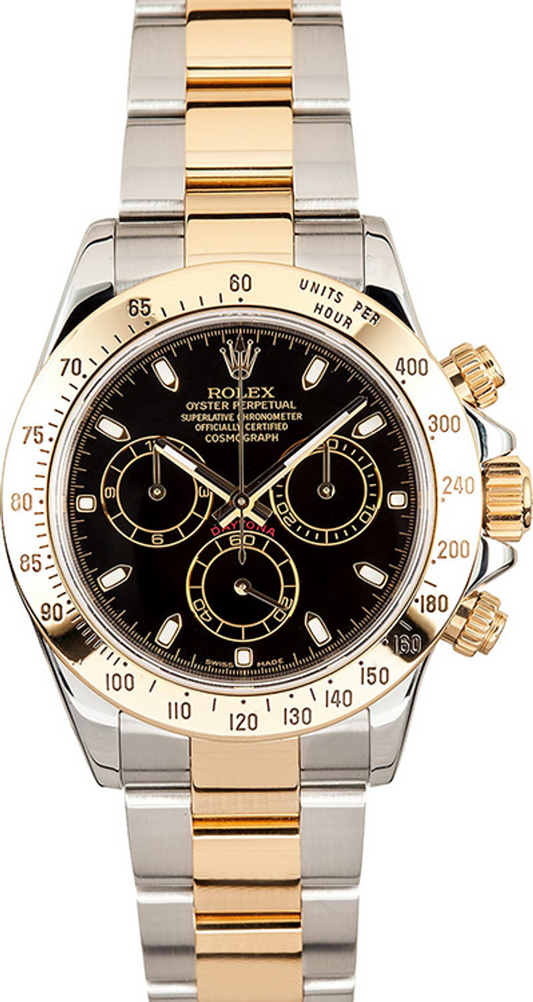 Rolex Yellow Gold And Stainless Steel Daytona 40 MM - Yellow Gold And Stainless Steel Bracelet - Black Dial - 116523 BLK