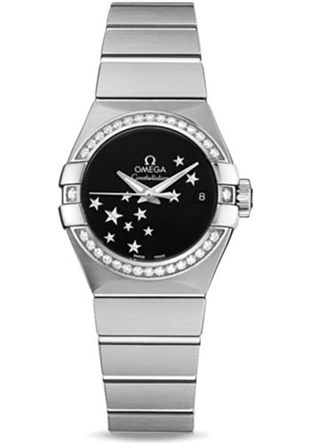 Omega Constellation Stainless Steel 38 MM - Stainless Steel Bracelet - Diamond Bezel - Black Dial - 123.15.27.20.01.001