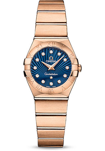 Omega Constellation Rose Gold 24 MM - Rose Gold Bracelet - Blue Supernova Diamond Dial - 123.50.24.60.53.001