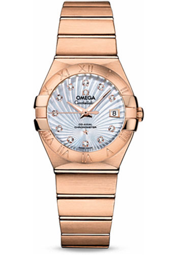 Omega Constellation Rose Gold 27 MM - Rose Gold Bracelet - Mother-Of-Pearl Supernova Diamond Dial - 123.50.27.20.55.001