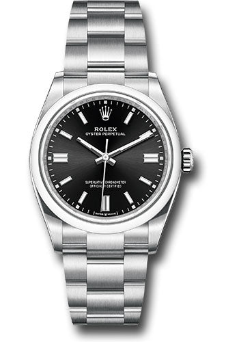 Rolex Stainless Steel Oyster Perpetual no date Watch - 36 MM - Oyster Bracelet - Black Dial - 126000 bkio