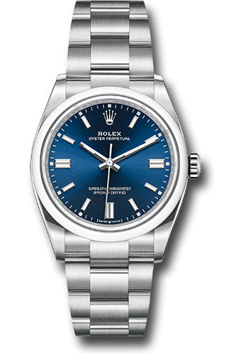 Rolex Stainless Steel Oyster Perpetual no date Watch - 36 MM - Oyster Bracelet - Blue Dial - 126000 bluio