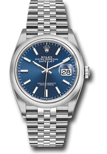 Rolex Stainless Steel Datejust - 36 MM - Jubilee Bracelet - Domed Bezel - Blue Dial - 126200 blij