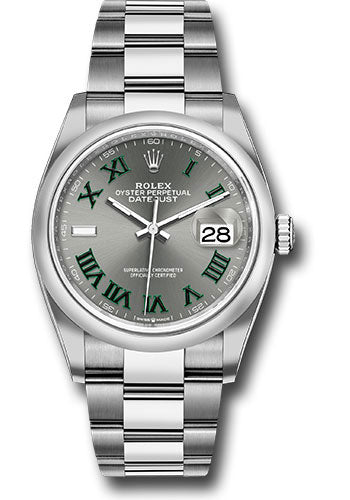 Rolex Stainless Steel Datejust - 36 MM - Oyster Bracelet - Domed Bezel - Wimbledon Dial - 126200 slgro