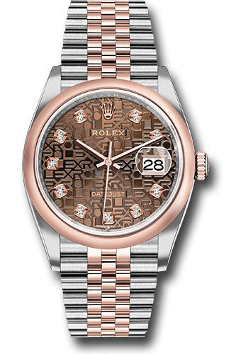 Rolex Stainless Steel And Pink Gold Datejust - 36 MM - Jubilee Bracelet - Domed Bezel - Chocolate Jubilee Diamond Dial - 126201 chojdj