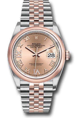 Rolex Stainless Steel And Pink Gold Datejust - 36 MM - Jubilee Bracelet - Domed Bezel - Rose Roman Dial - 126201 rdr69j