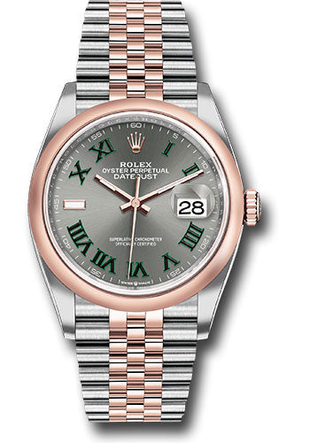 Rolex Stainless Steel And Pink Gold Datejust - 36 MM - Jubilee Bracelet - Domed Bezel - Wimbledon Dial - 126201 slgrj