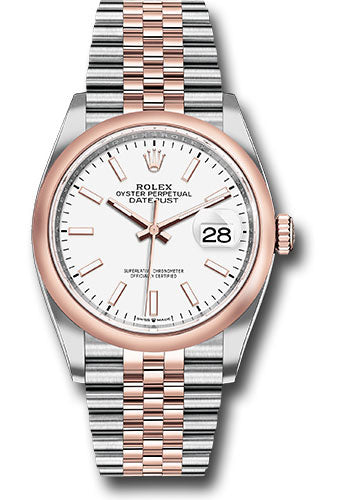 Rolex Stainless Steel And Pink Gold Datejust - 36 MM - Jubilee Bracelet - Domed Bezel - White Index Dial - 126201 wij