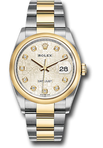 Rolex Stainless Steel And Yellow Gold Datejust - 36 MM - Oyster Bracelet - Domed Bezel - Silver Jubilee Diamond Dial - 126203 sjdo